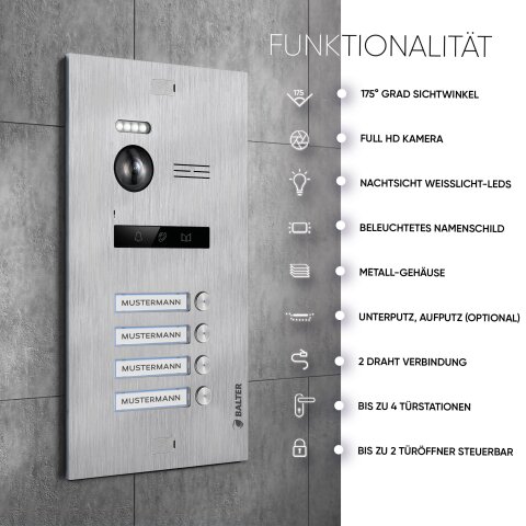 HD Video T&uuml;rsprechanlage f&uuml;r 11 Familienhaus, 11x Monitor, Balter EVO HD