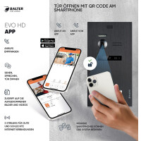 HD Video T&uuml;rsprechanlage mit Smartphone App f&uuml;r 3 Familienhaus, 3x Monitor, Balter EVO HD WLAN Silber/Schwarz
