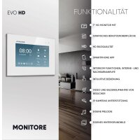 HD Video T&uuml;rsprechanlage mit Fingerprint RFID und Smartphone App f&uuml;r 1 Familienhaus, 2x Monitore, Balter EVO HD Fingerprint