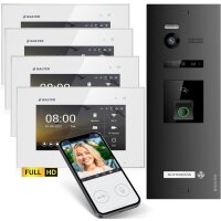 HD Video T&uuml;rsprechanlage mit Fingerprint RFID und Smartphone App f&uuml;r 1 Familienhaus, 4x Monitore, Balter EVO HD Fingerprint