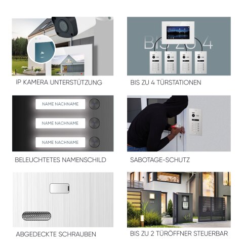 HD Video T&uuml;rsprechanlage mit Fingerprint RFID und Smartphone App f&uuml;r 1 Familienhaus, 1x Monitor, Balter EVO HD Fingerprint
