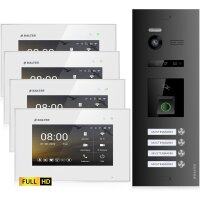 HD Video T&uuml;rsprechanlage mit Fingerprint und RFID f&uuml;r 4 Familienhaus, 4x Monitore, Balter EVO HD Fingerprint