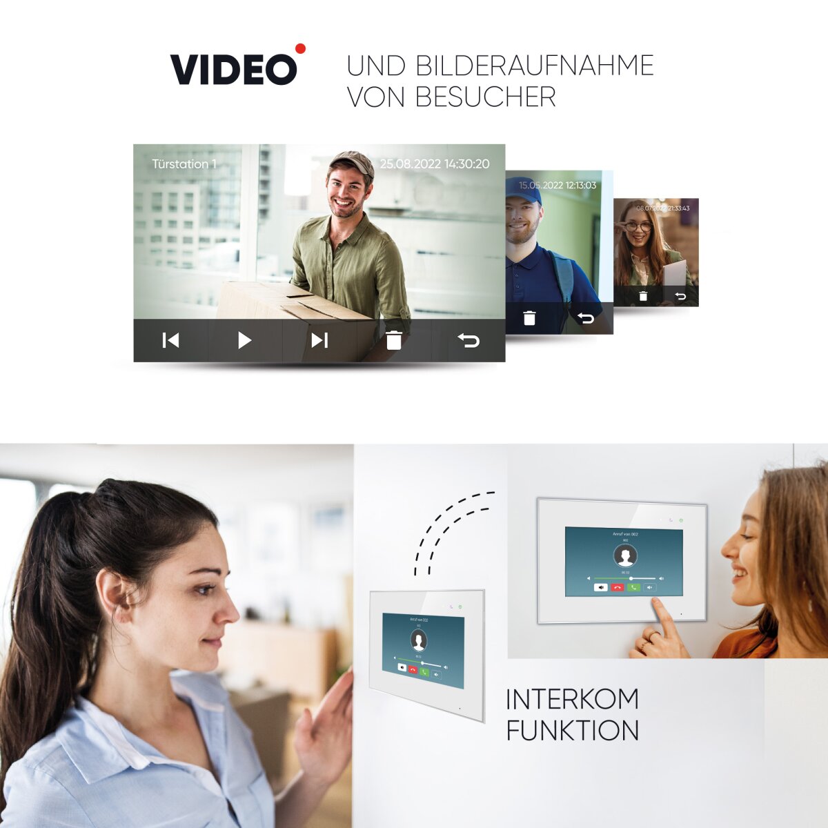 HD Video T&uuml;rsprechanlage f&uuml;r 5 Familienhaus, 5x Monitor, Balter EVO HD