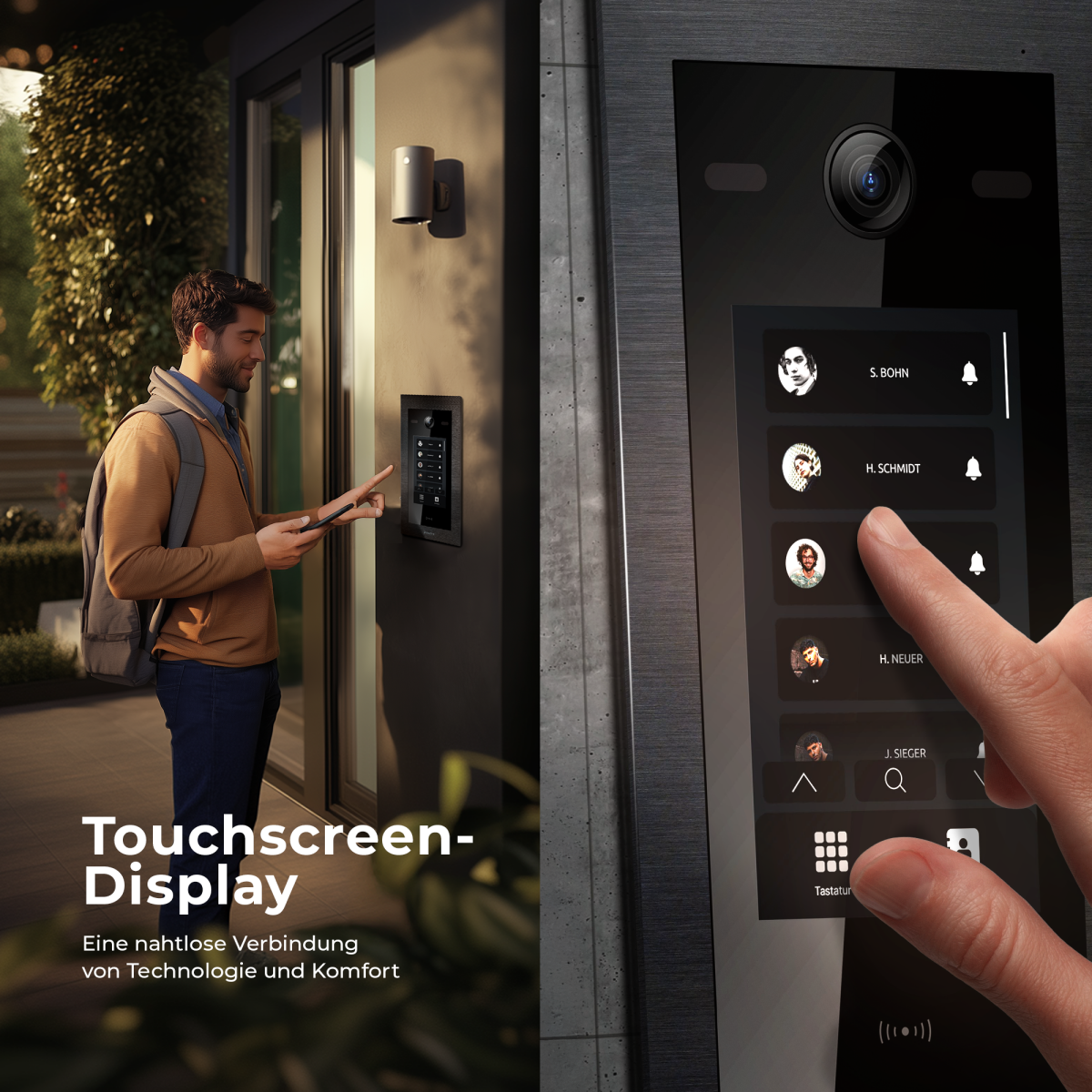 HD Video T&uuml;rsprechanlage mit Touchscreen und RFID f&uuml;r 1 Familienhaus, 1x Monitor, Balter EVO HD Touch Schwarz