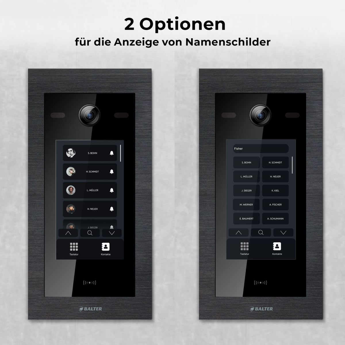 HD Video T&uuml;rsprechanlage mit Touchscreen und RFID f&uuml;r 1 Familienhaus, 4x Monitore, Balter EVO HD Touch Schwarz