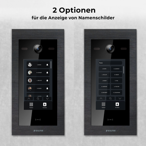 HD Video T&uuml;rsprechanlage mit Touchscreen und RFID f&uuml;r 1 Familienhaus, 4x Monitore, Balter EVO HD Touch Schwarz