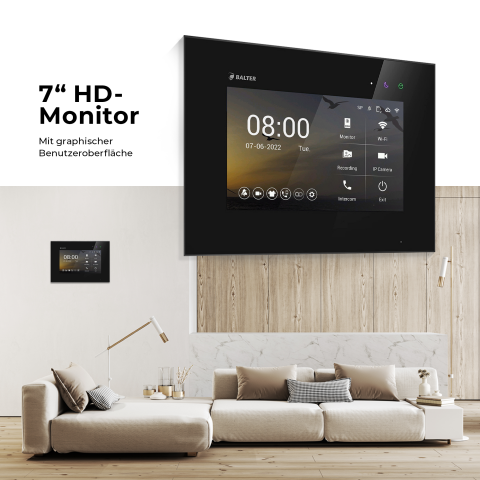 HD Video T&uuml;rsprechanlage mit Touchscreen und RFID f&uuml;r 1 Familienhaus, 1x Monitor, Balter EVO HD Touch