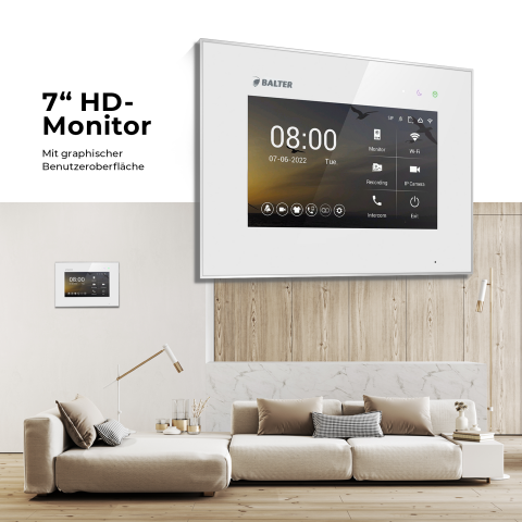 HD Video T&uuml;rsprechanlage mit Touchscreen und RFID f&uuml;r 2 Familienhaus, 2x Monitore, Balter EVO HD Touch