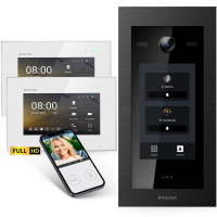 HD Video T&uuml;rsprechanlage mit Touchscreen und RFID f&uuml;r 2 Familienhaus, 2x Monitore, Balter EVO HD Touch Schwarz