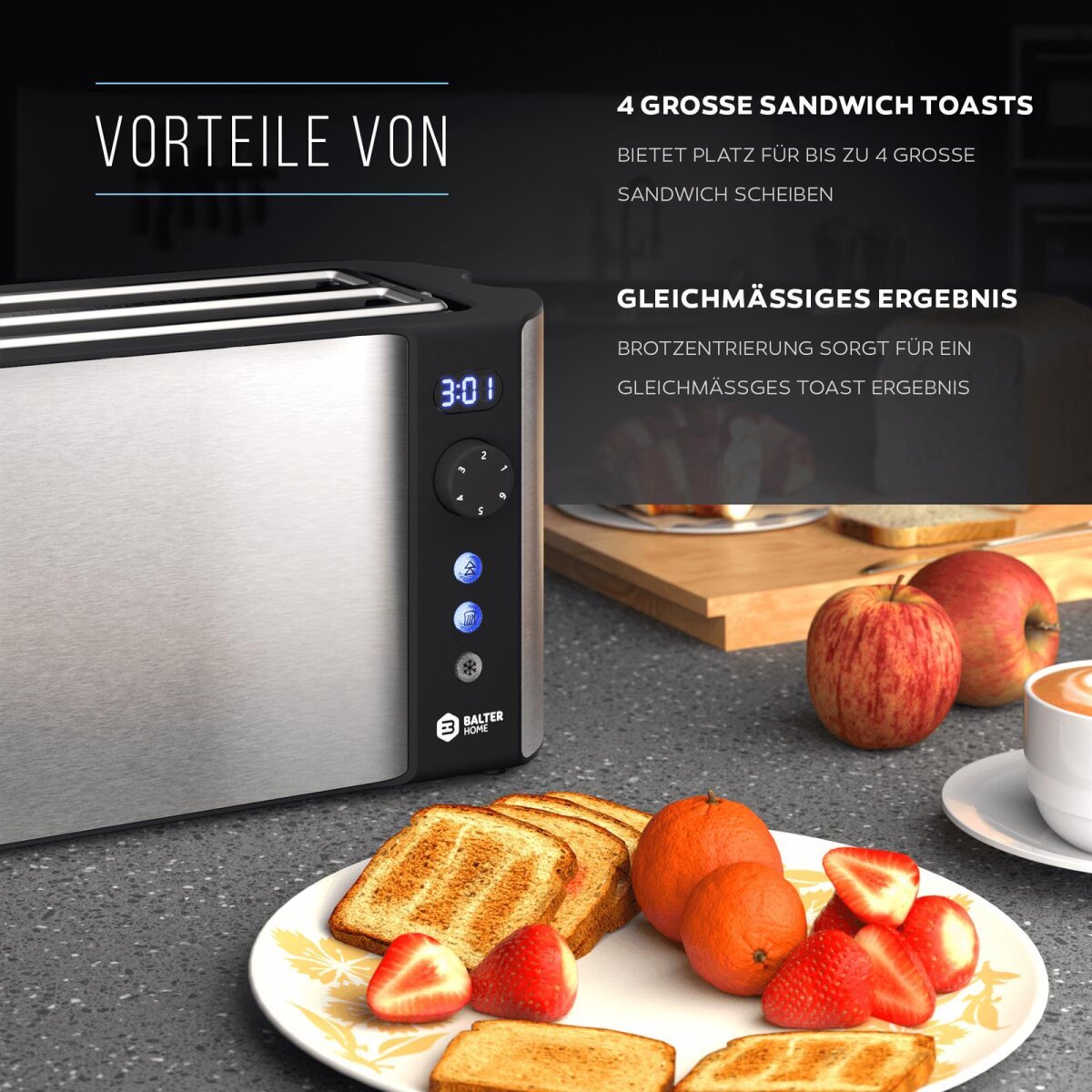 Balter Toaster TS-04-LCD Silver Langschlitz